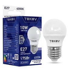 Лампа светодиодная 10Вт G45 4000К Е27 176-264В TOKOV ELECTRIC TKE-G45-E27-10-4K