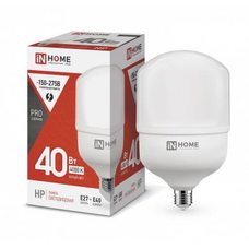 Лампа светодиодная высокомощная LED-HP-PRO 40Вт цилиндр 4000К нейтр. бел. E27 3800лм 230В с адаптером E40 IN HOME 4690612031095