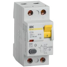 Выключатель дифференциального тока (УЗО) 2п 63А 100мА тип ACS ВД1-63 IEK MDV12-2-063-100