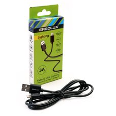 Кабель USB ELX-CDC03-C02 USB-Lightning 3А 1.2м зарядка+передача данных коробка черн. ERGOLUX 15096